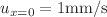 Mathematical equation: $${u}_{x=0}=1 \text{mm}/\text{s}$$