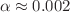 Mathematical equation: $$\alpha \approx 0.002$$