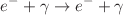 Mathematical equation: $$e^- + \gamma \rightarrow e^- + \gamma$$